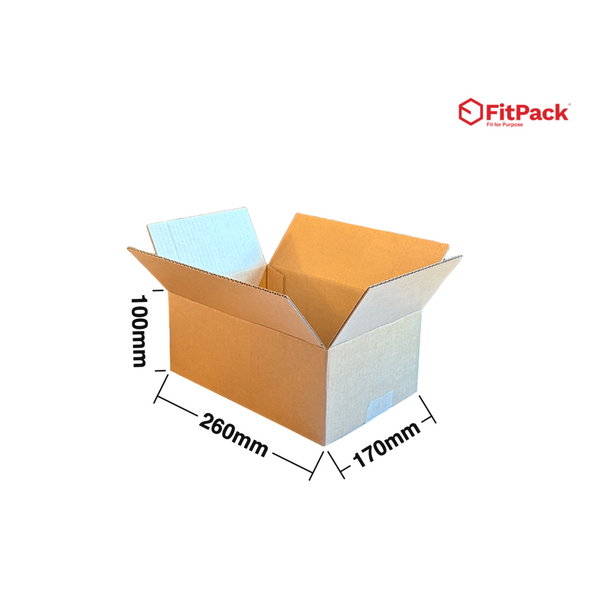 Cutie carton StandardBox 260 x 170 x 100 mm, CO3 ondula B, cu cote