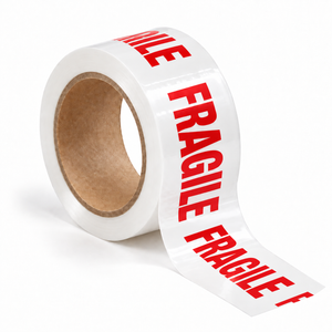 Bandă adezivă FRAGILE albă cu text roșu 48 mm x 66 m – FitPack