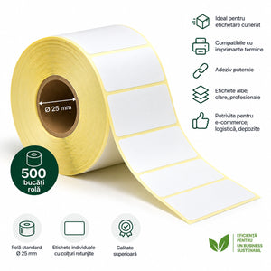 Etichete termice AWB 100x150 mm, rolă 500 buc, tub 25 mm – FitPack