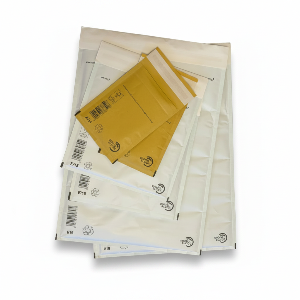 Plicuri antișoc cu folie cu bule, kraft și alb – FitPack
