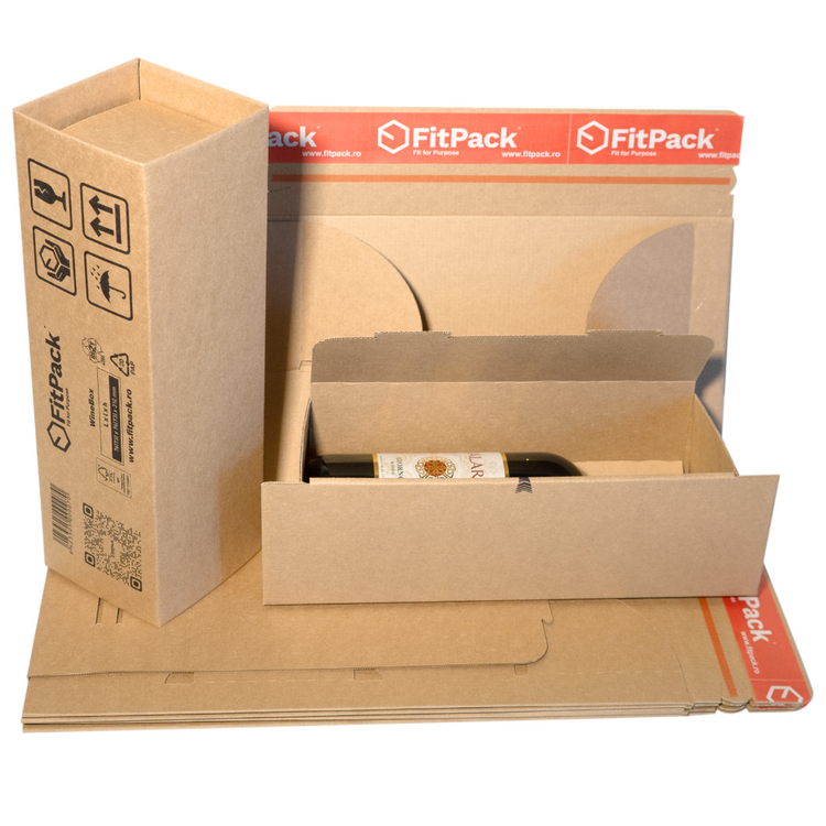 WineBox - cutii carton cu margini anti-șoc pentru sticle de vin